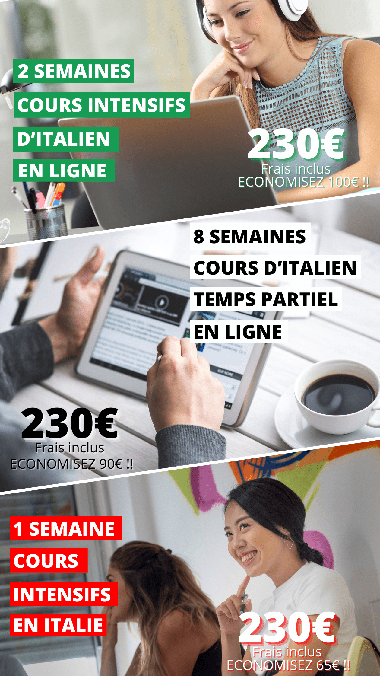 Offre Black Friday pour étudier l'italien en ligne et en Italie 